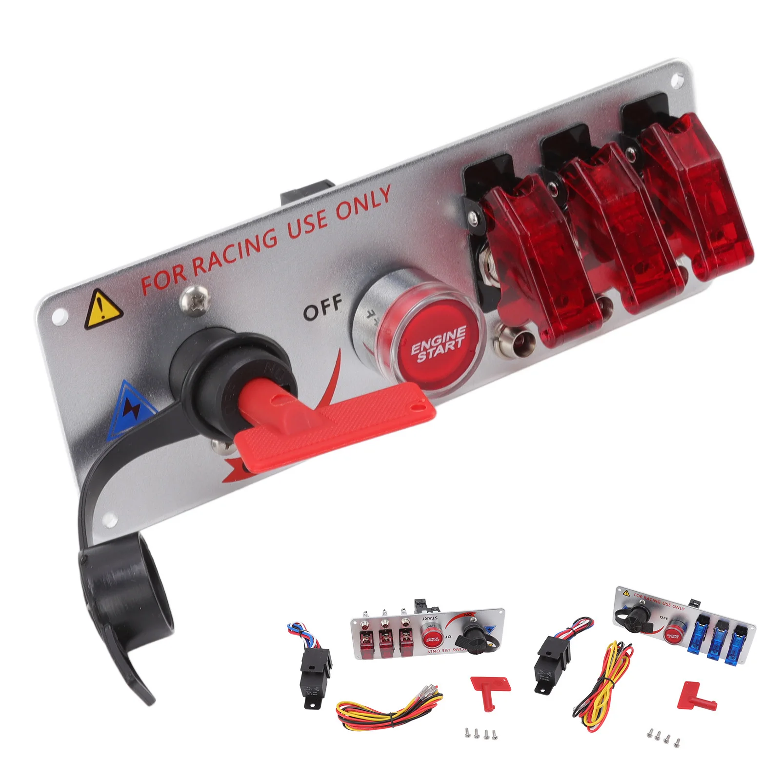 

12V Toggle Ignition Panel 5in1 12V LED Toggle Ignition Panel with Engine Start Push Button for Racing Car RV Truck