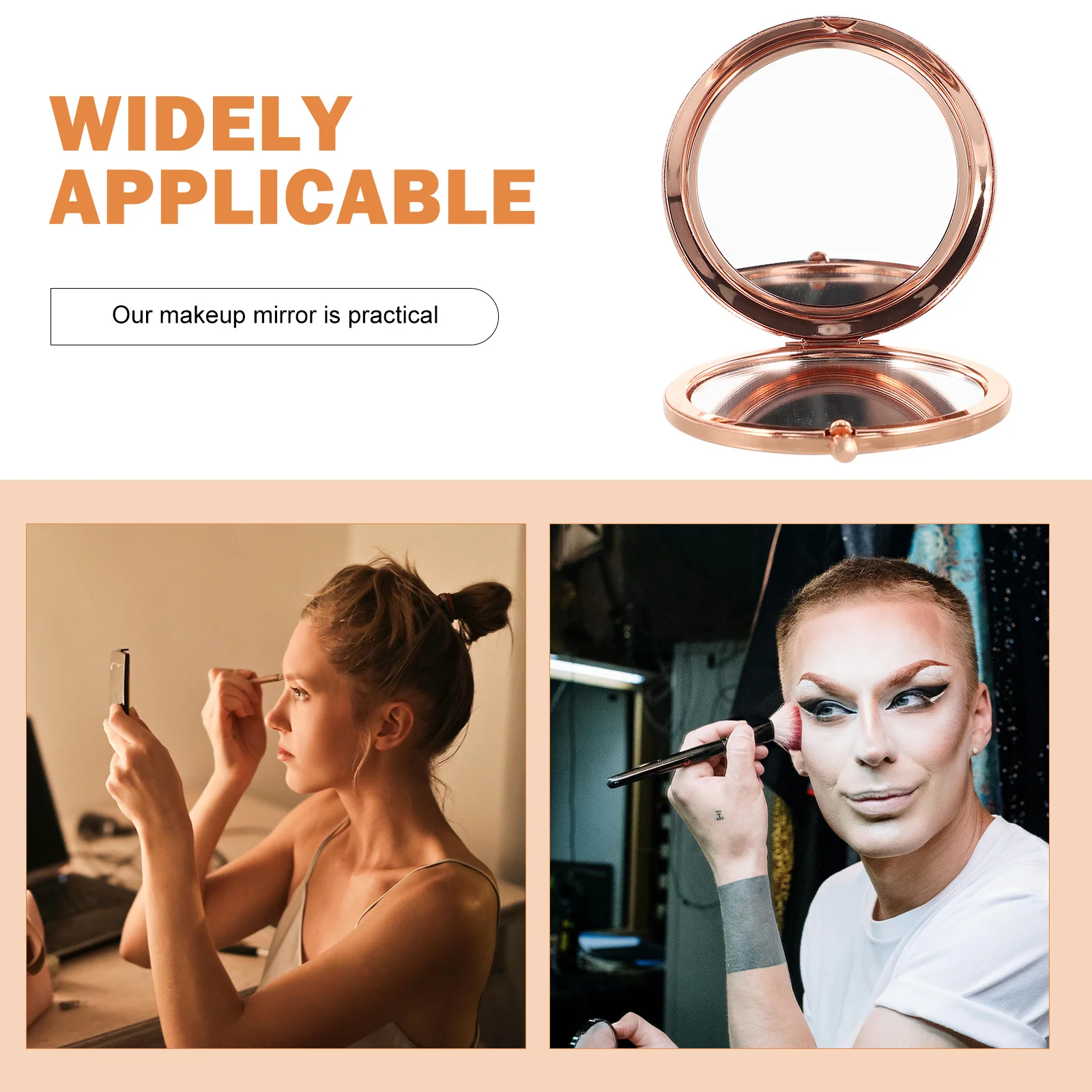 Specchio tascabile portatile Specchio per trucco compatto per donna Mini formato da viaggio Design leggero Sposa con superficie ad alta definizione