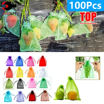 20/200pcs Grape Vegetable Fruit Grow Bag Fruit Protection Bag Garden Anti-bird Mesh Mesh Bag Garden Tools Strawberry Bag