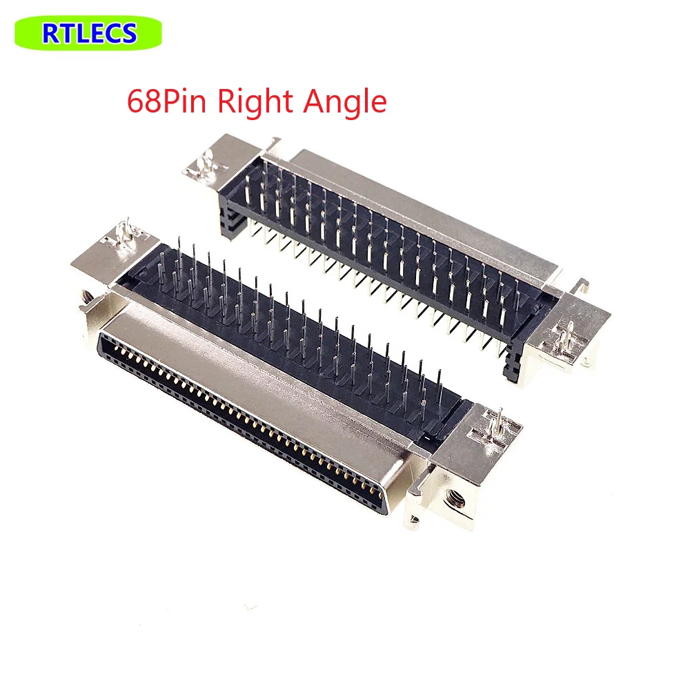 

5 pcs Female Servo SCSI Connector MDR Receptacle HPCN Slot 68 pin Socket 90 Degree Right Angle Through Holes Pcb Cross 10268