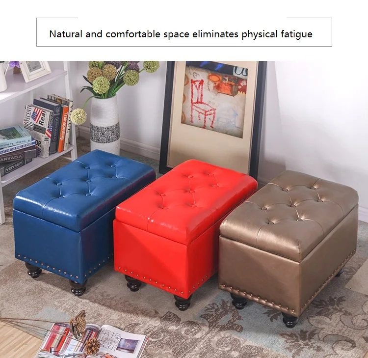 Modern Trend Home Living Room Clothing Store Multifunctional Rectangular Storage and Shoe Changing Stool