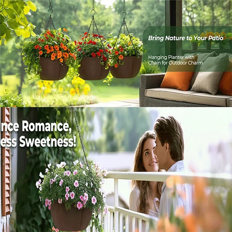

SHGO-Hanging Planter For Outdoor Plants,Hanging Baskets For Plants Outdoor With Chain, Fabric Hanging Pot For Plants