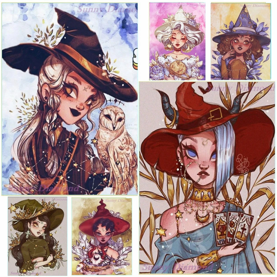 

5D DIY Diamond Painting Constellation Witch Portrait Cross Stitch Animal Art Drill Embroidery Picture Rhinestone Mosaic Cuadro