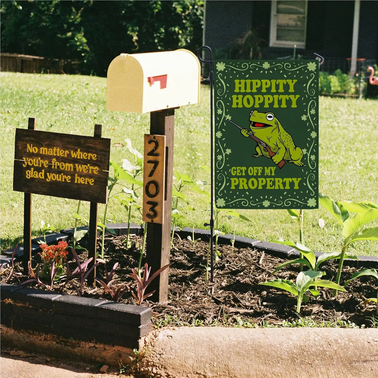 Hippity Hoppity Get off My Property Fall Burlap Garden Flags Thankful Funny Welcome, Fall Flags for Garden Christmas Yard Flags