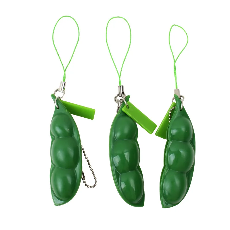 10Pcs Cute Squeeze Peas Beans Keychain Fidget Stress Adult  Toys for Kids Adults Birthday Party Favors Pinata Fillers Gifts