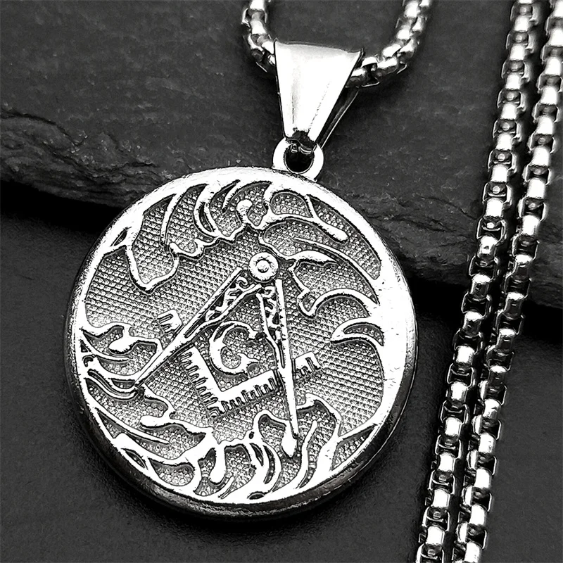 

Hiphop Freemasonry Symbol Pendant Necklace For Women Men Stainless Steel Gold Color Faith Male Punk Retor Chain Jewelry