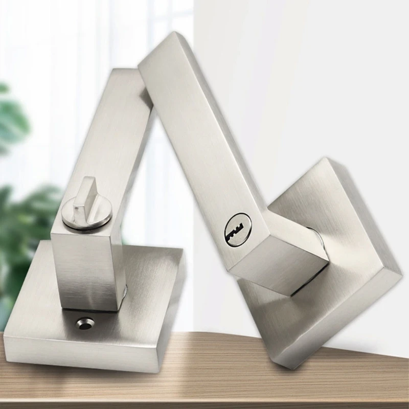 Square Round Zinc Alloy Door Lock Privacy Door Levers Lockset for Key Door Locks Handles for Home Bedroom Bathroom Dropshipping