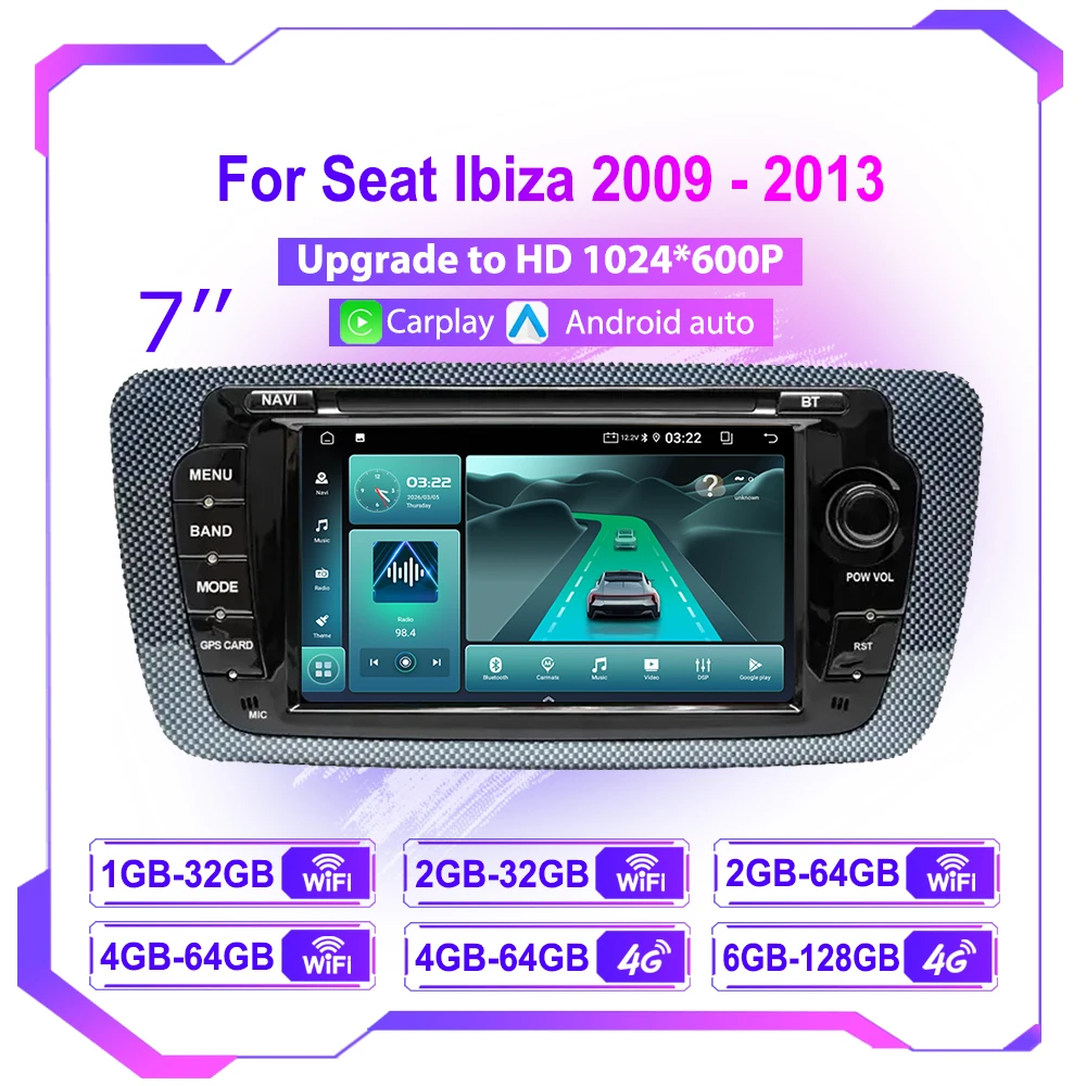 Android Head Unit 6Gb 128Gb - Radio Otomatis Android 15 untuk Seat