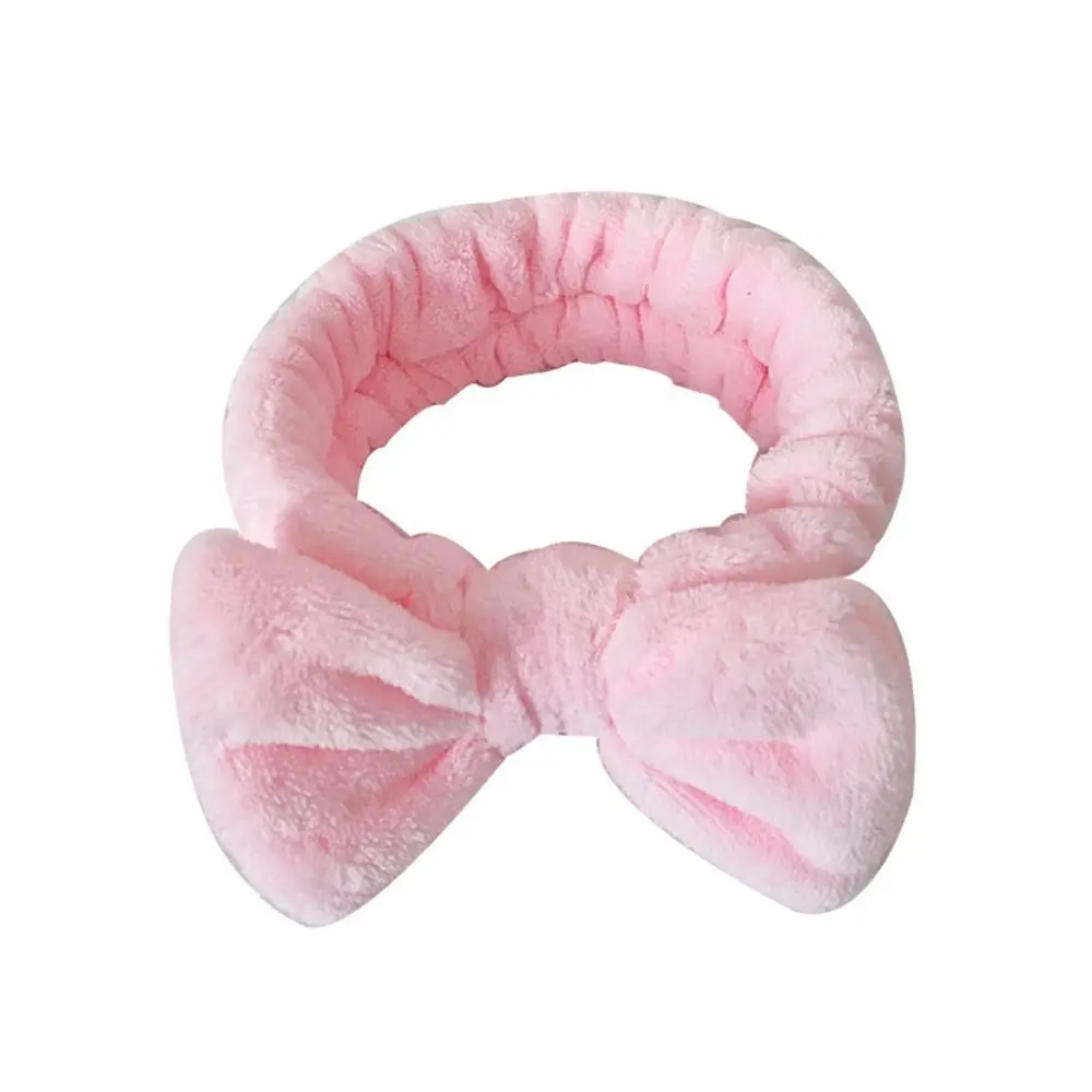 Elastic Coral Fleece Hair Band Soft Bow Knot Make Up Hairband Fluffy Bowknot Cosmetic Headbands Women