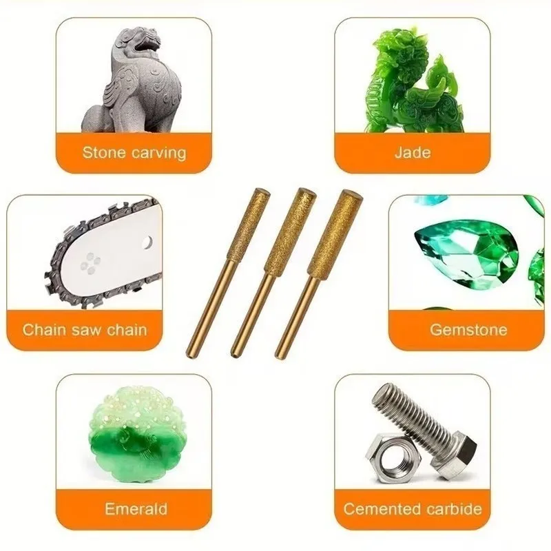 

3pcs 5.5mm Diamond Files, Wear-Resistant for Electric Saw Finishing