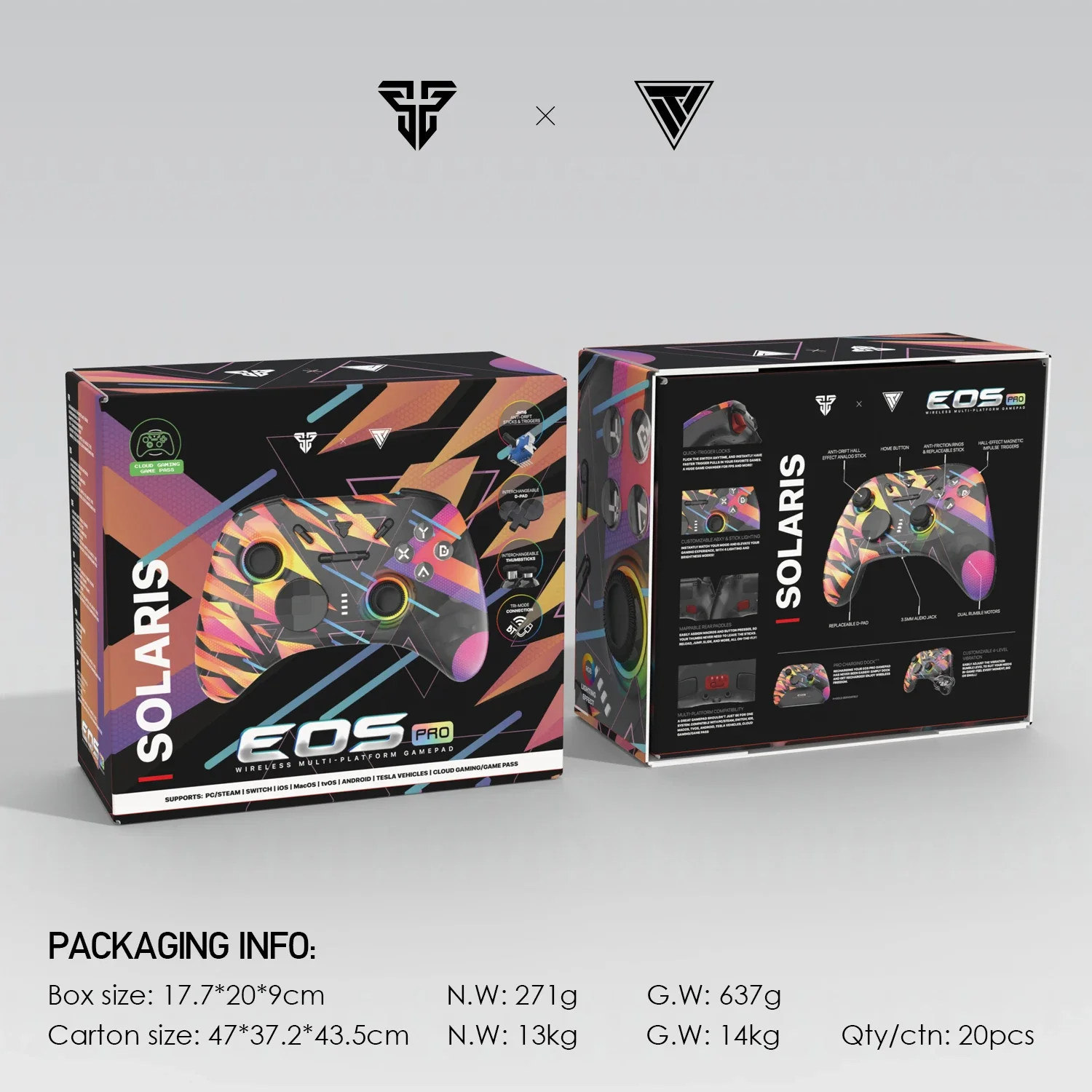 FANTECH EOS PRO WGP15 Wireless Gamepad, PC Controller Compatible with PC Windows, Android/iOS Phone, Switch, Steam,Hall Joystick