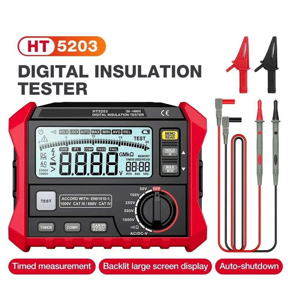 Digital Megohmmeter Insulation Tester LINE V G EARTH Terminals AC DC Voltage Measurement Continuity Measurement Tool