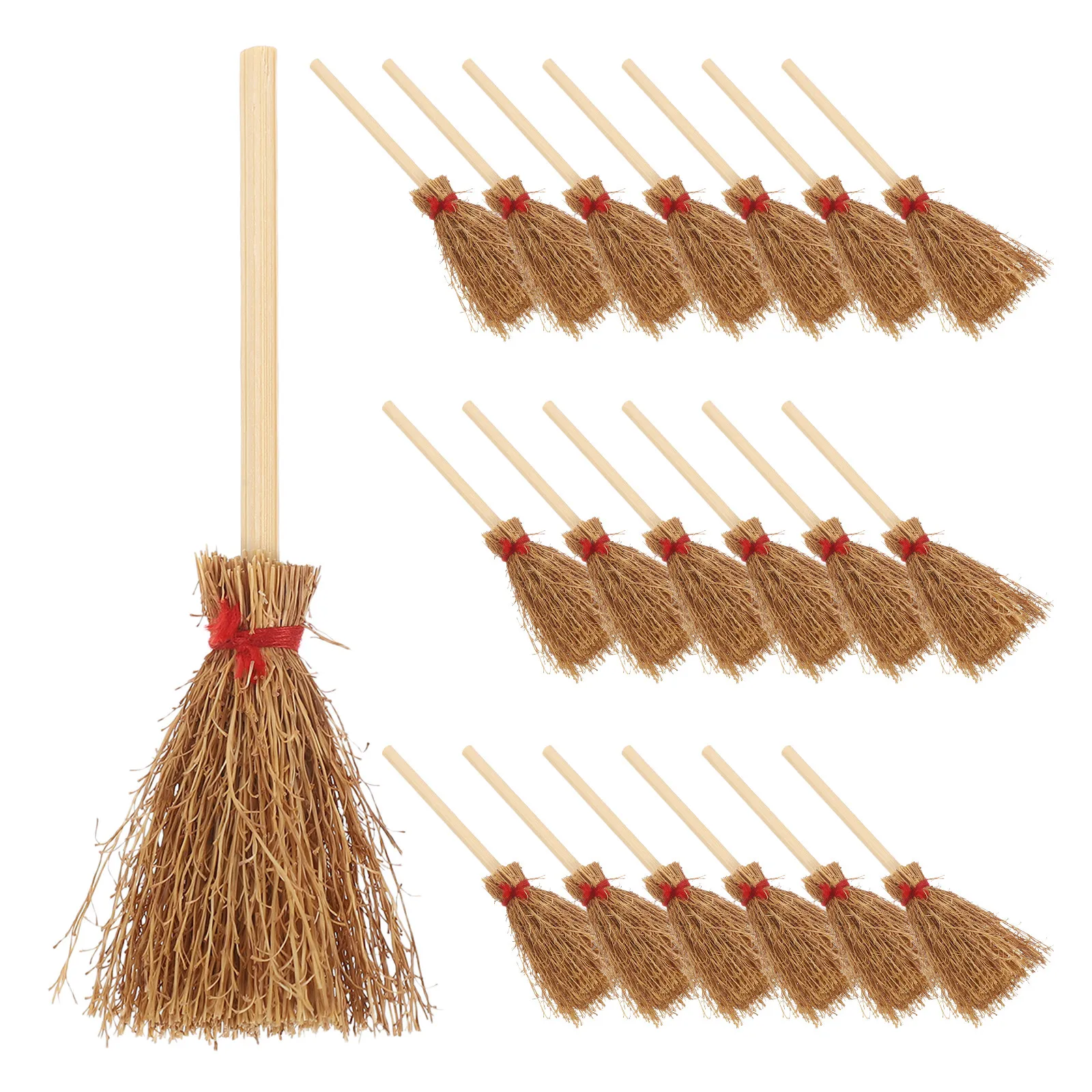 

20Pcs Artificial Mini Straw Broom for Halloween Witch Costume Party Favor Decor Dollhouse Accessories Craft Ornament