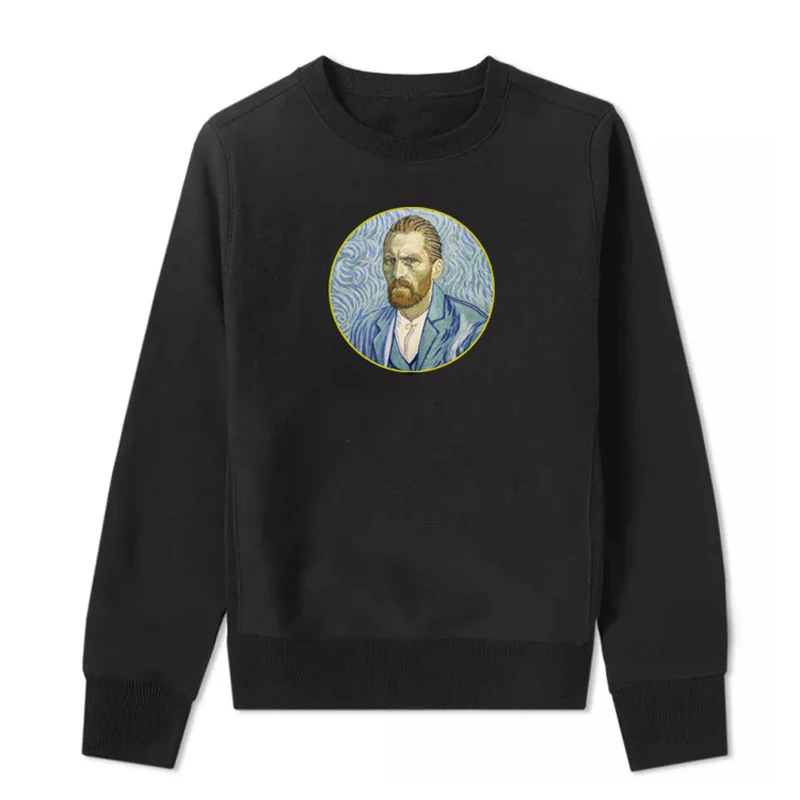 

Van Gogh Hoodie Winter Thiened Long Sve round Ne Fce Lined ex Artist Collaborative T-irt Faion Urban Sle