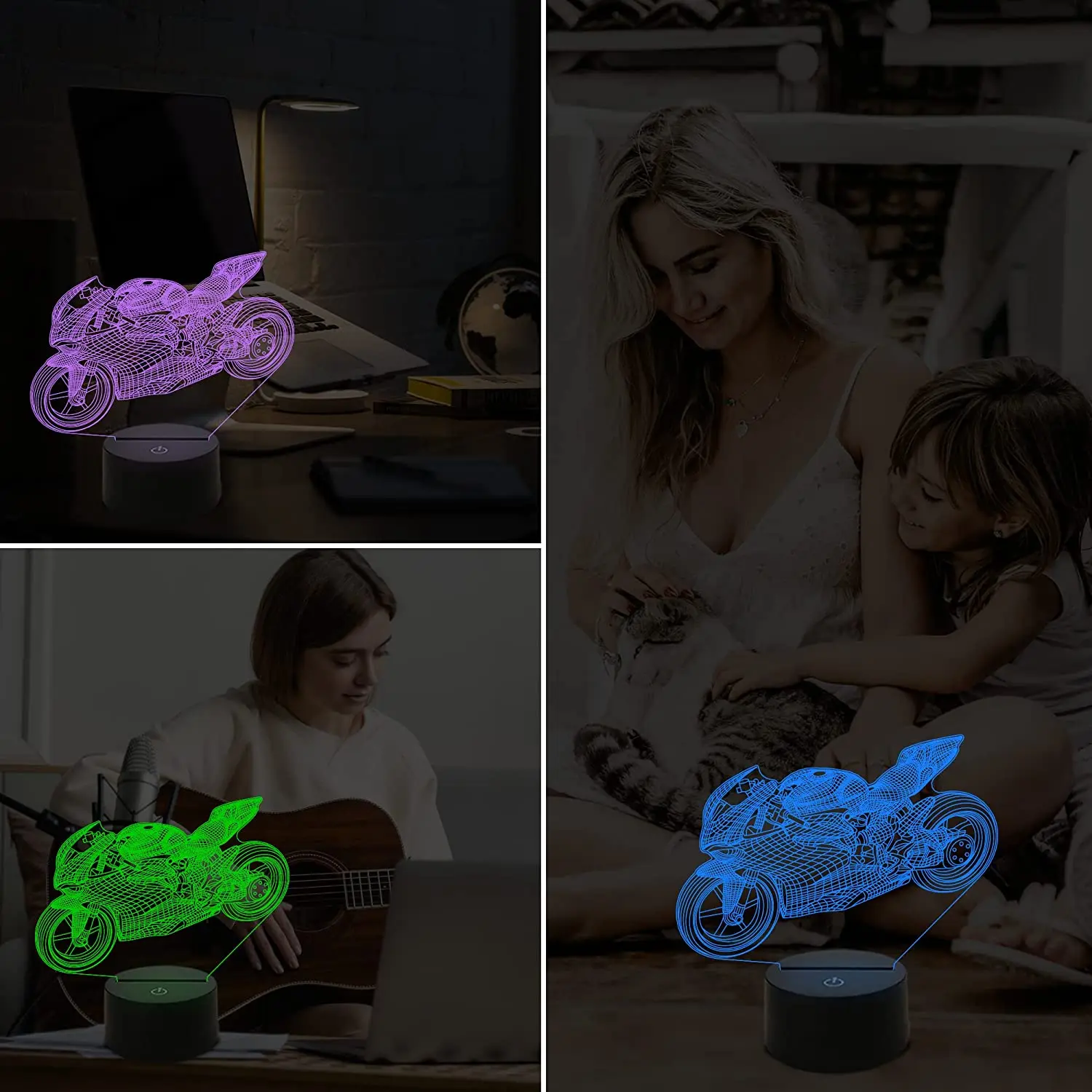 Motorcycle Night Light LED 3D Table Lamp  for Kids Xmas Birthday Present for Boy Girl Room Decoration Gift for Motorbike Fans