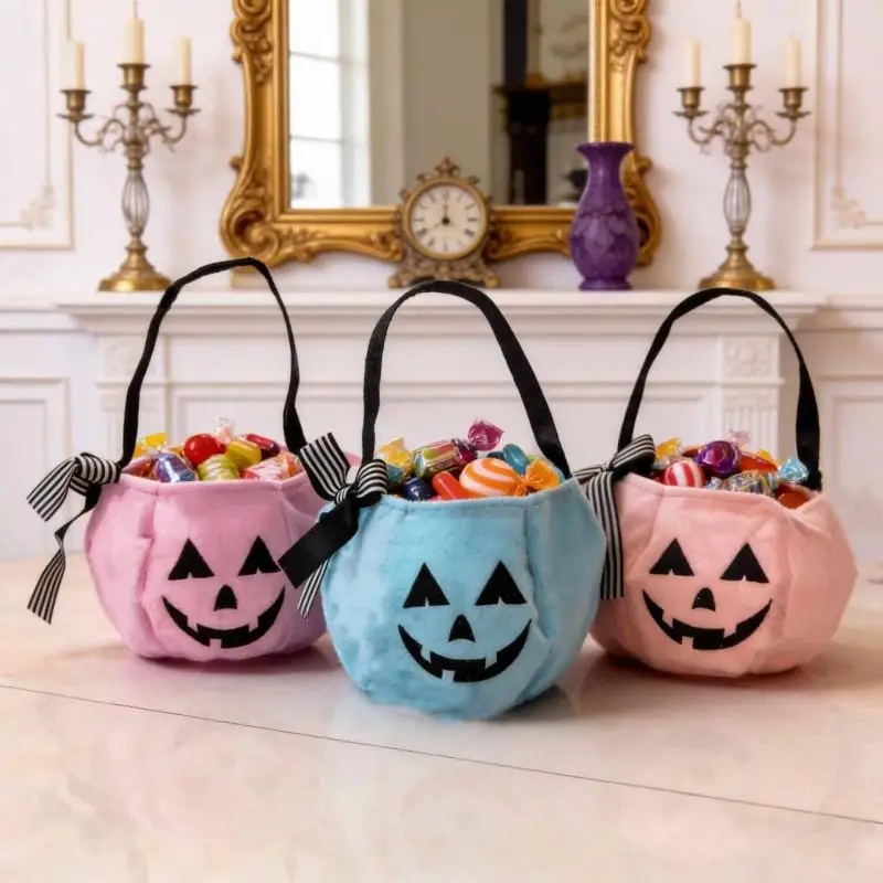 Halloween Candy Bag with Long Legs Cute Pumpkin Handbag Kids Trick or Treat Candy Bucket Party Basket Festival Decoration