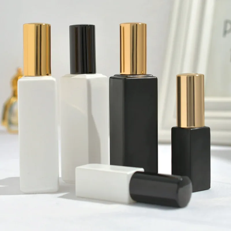 

5 мл 20 мл белый/черный флакон для духов квадратный стеклянный распылитель дорожный портативный распылитель для образцов ароматов многоразовый контейнер