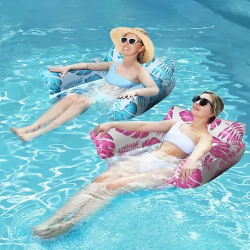 Silla de cama flotante de agua, piscina inflable, hamaca flotante multifuncional de PVC, diseño desmontable de tres filas, adecuado para adultos