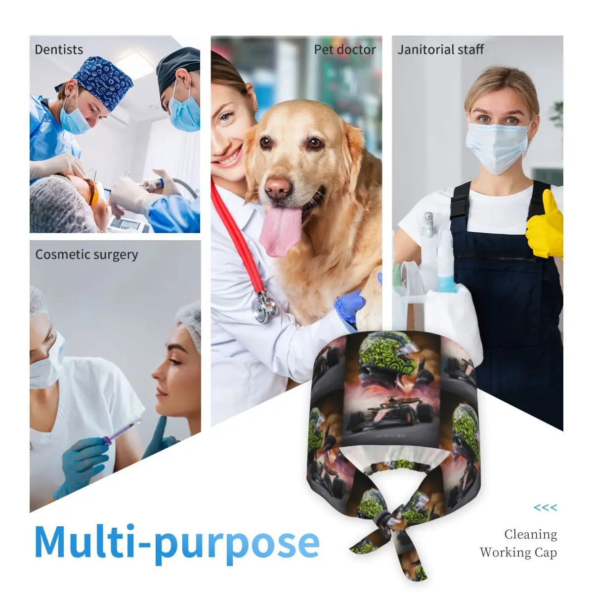 Lando Norris F1 Miami Scrub Hat Doctor Working Surgical Cap Men Women Adjustable Nursing Caps for Dentist