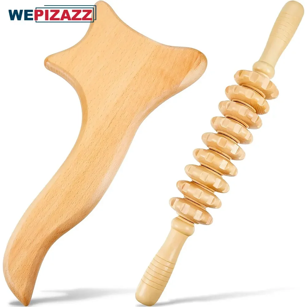 

Wood Therapy Massage Tools, Wooden Lymphatic Drainage Roller Stick & Back Massager, Wood Massage Tool for Body Shaping,Sculpting