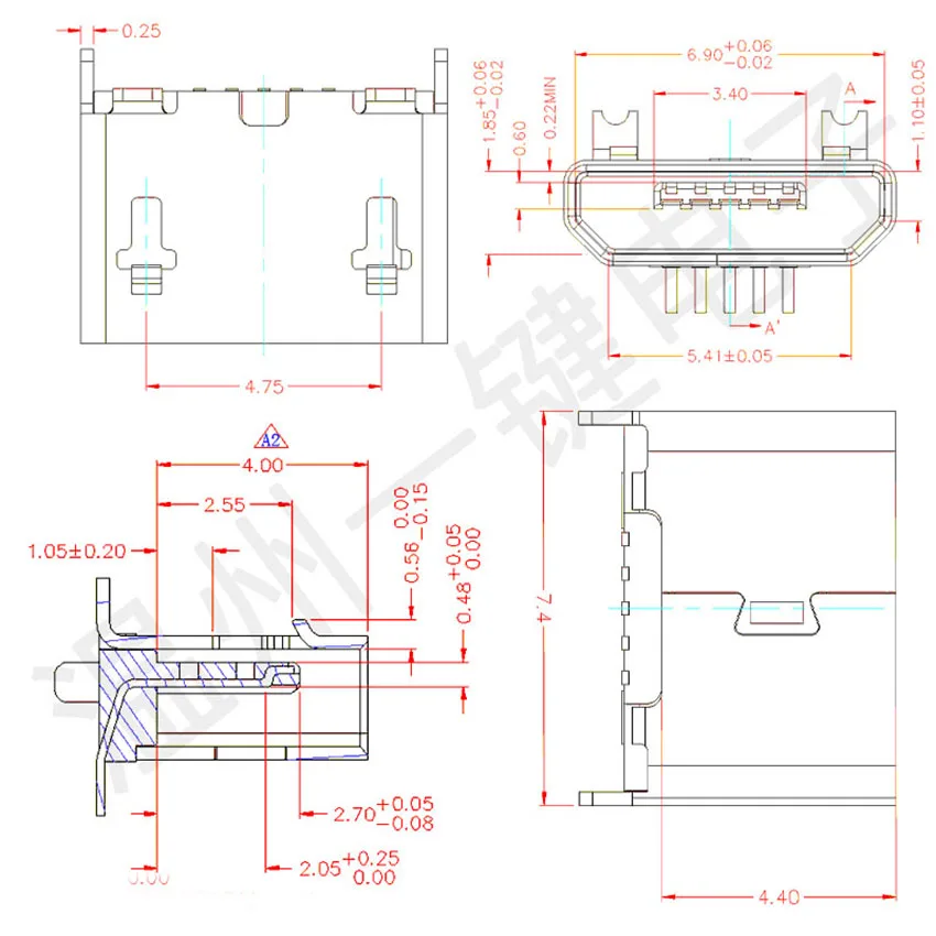 20-100 STKS Micro 5 Pin Connector Vrouwelijke Socket USB 5 P 90 180 Graden Verticale Patch Power Poort Opladen Jack Data Interface Jack