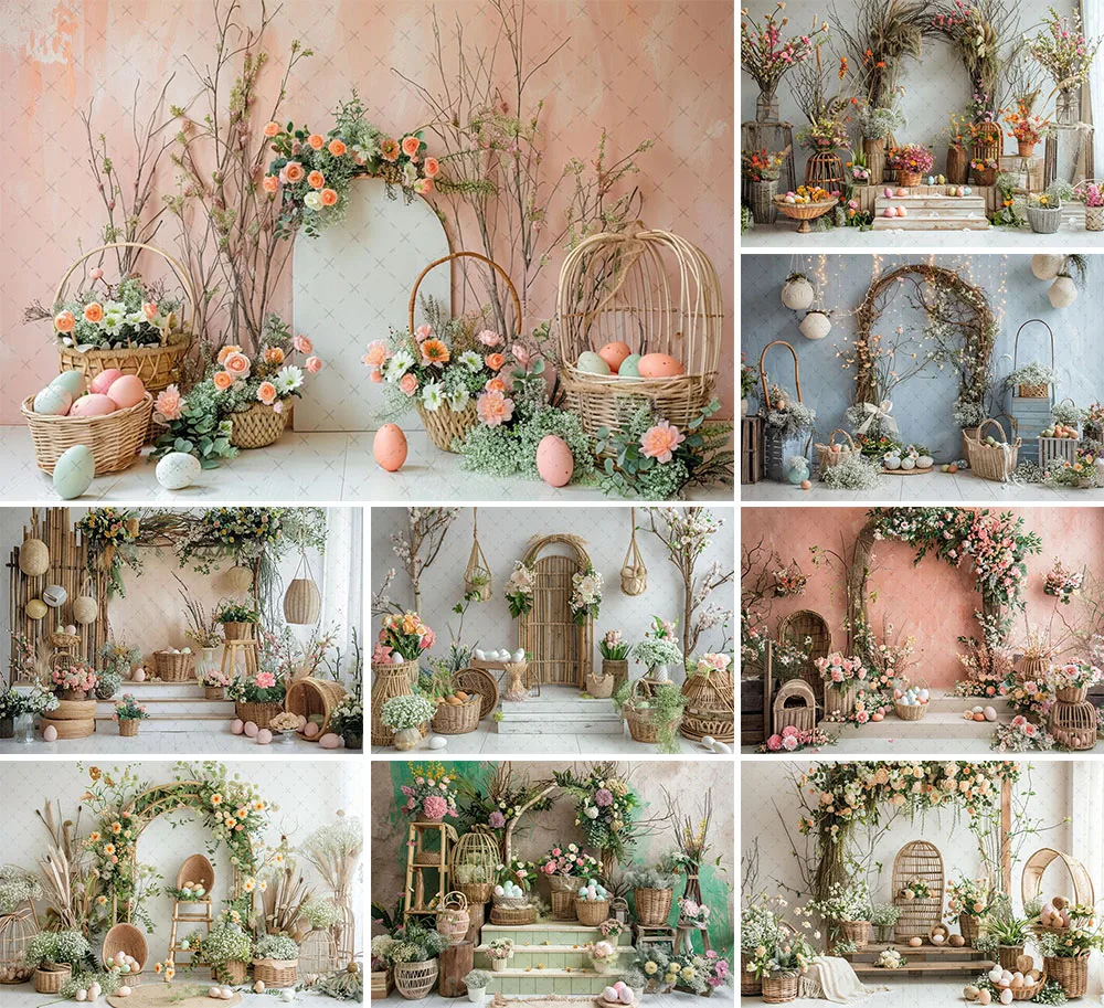 Фон для фотосъемки Mehofond, весенняя Пасха, арка в стиле бохо, цветочные яйца, детский торт на день рождения, портретный декор, фон для фотостудии