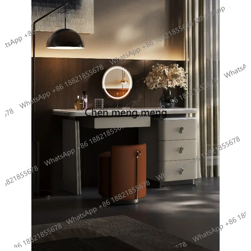 

Italian minimalist dresser chest cabinet integrated makeup table light luxury marble storage dressing table