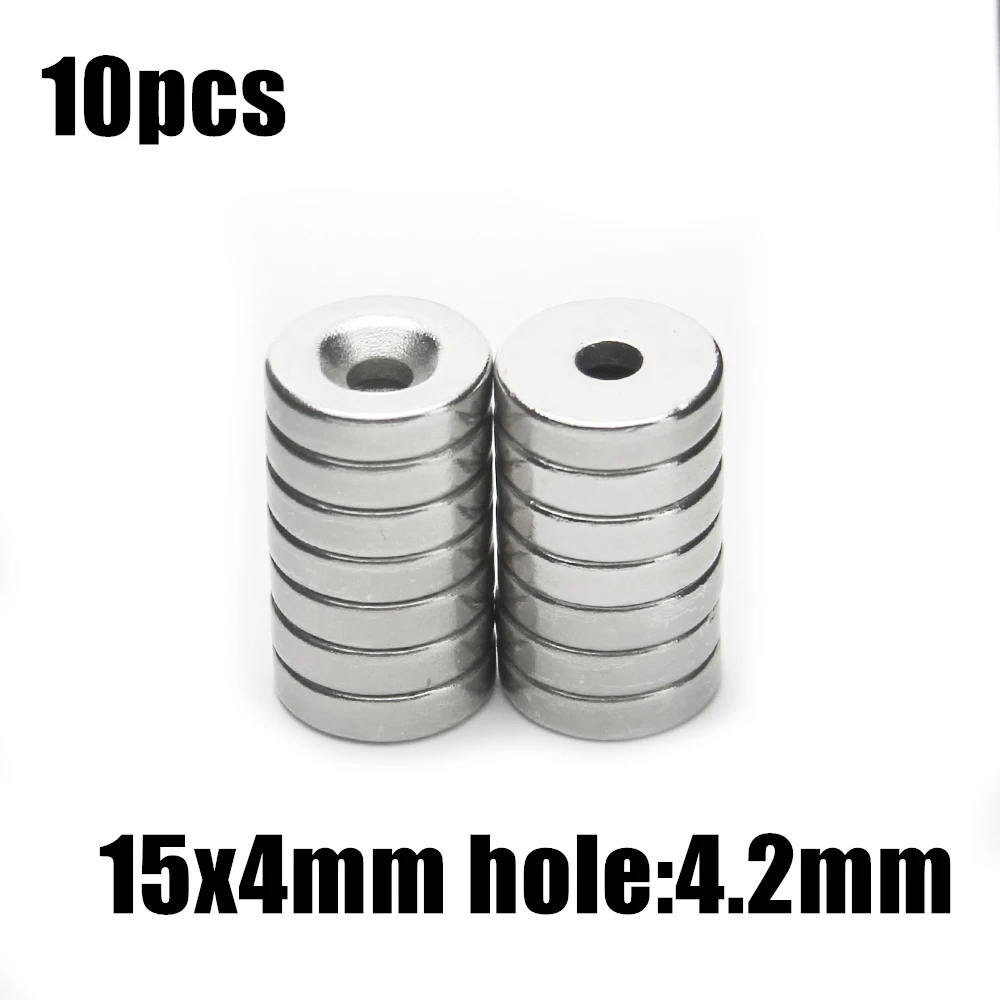 

10pcs 15x4mm Hole:4.2m magnet super Strong Round Neodymium Countersunk Ring Magnets Rare Earth