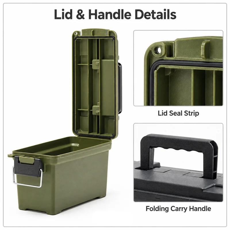30/50 Cal PP Ammo Can Lightweight Stackable Storage Box with Handle Secure Latch for Hunting Range Gear image 3