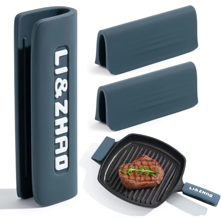 LiandZhao غطاء مقبض من الحديد الزهر 3 قطعة مقبض الوعاء كوف مقاومة للحرارة مقلاة حديد الزهر مقبض كوف مقلاة سيليكون كم ل #1