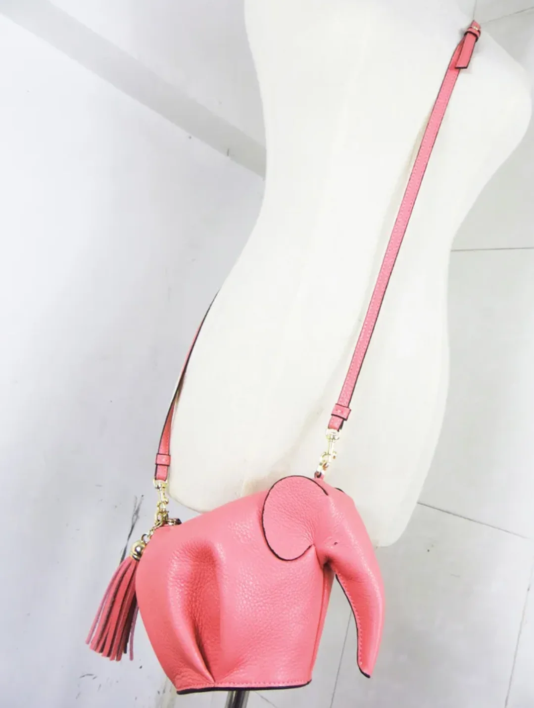 New Unique Leather -Pearl Mermaid Elephant Bag Genuine Leather Handmade Animal Shaped Purse Crossbody Personalized