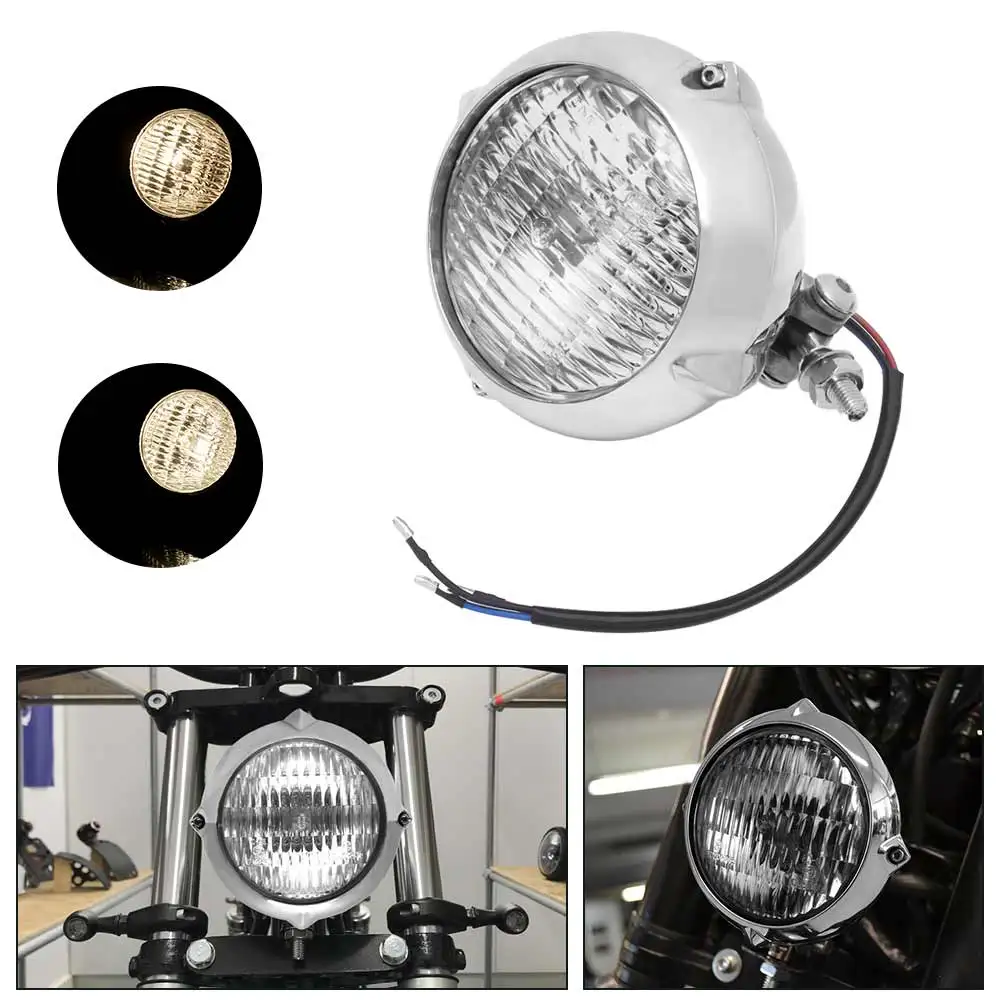 

10mm Polished Vintage Bates Style Head Light 1PCS Motorcycle Accessories Fit For Harley Choppers and bobbers
