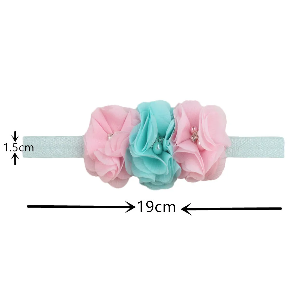 13 Colors Baby Supplies 3 Chiffon Beads Headband Cute Headband Soft and Elastic Girl Baby Newborn Headband Accessories