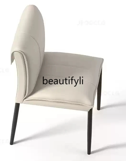 Italian light luxury high-end leather dining chair modern simple urban style dining table and chairs