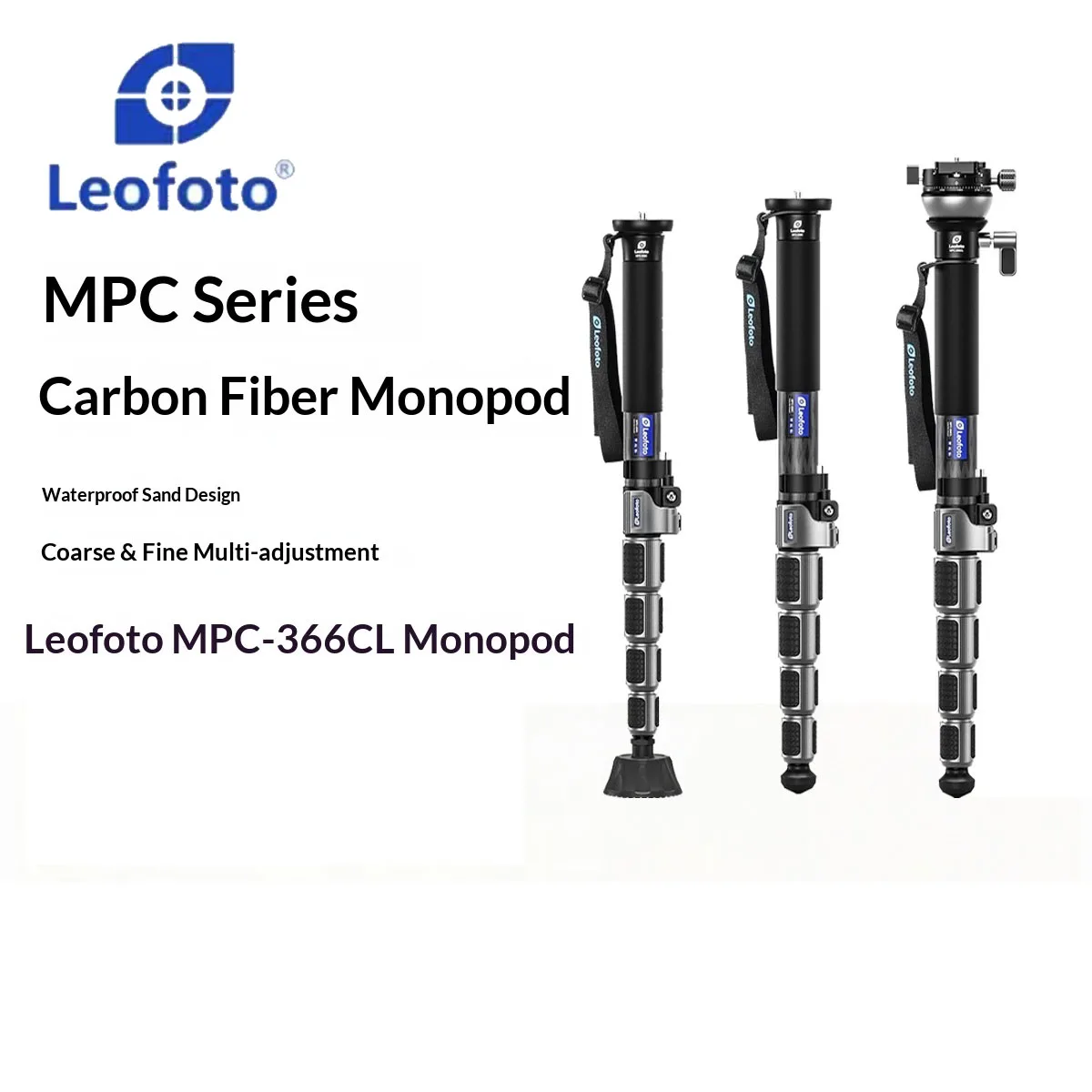 LEOFOTO Professional Multi-Function Plate with Micro-Adjustment Quick-Release Carbon Fiber Monopod MPC-366CL