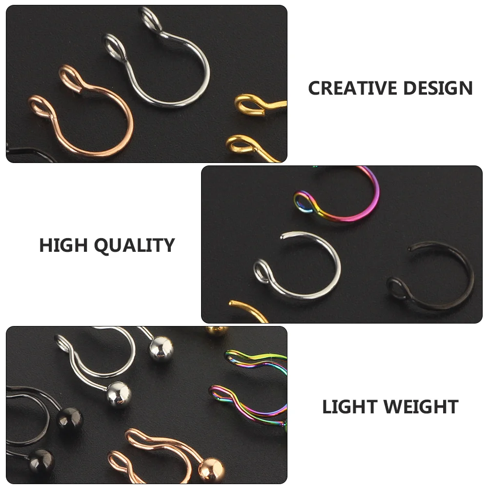 

15 Pcs Nose Rings Set Stainless Steel Anti Allergy Piercing Jewelry Lightweight Comfortable Elegant Design Body Accessories