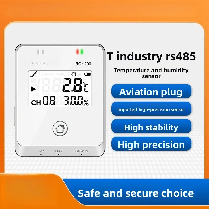 RC-200 Temperature Humidity Recorder RS485 Wall Mounted Industrial Data Logger Sensor Multi Channel Modbus IP54