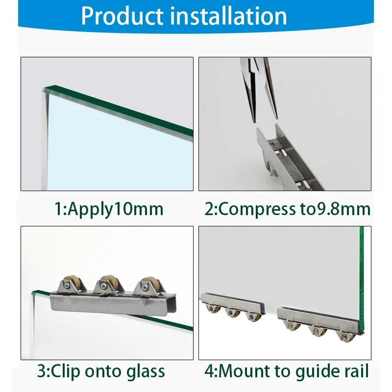 2Pcs ruote in rame durevoli Cabinet Glass porta scorrevole rullo morsetto puleggia ruota/per porta in vetro da 10mm che carica 40kg