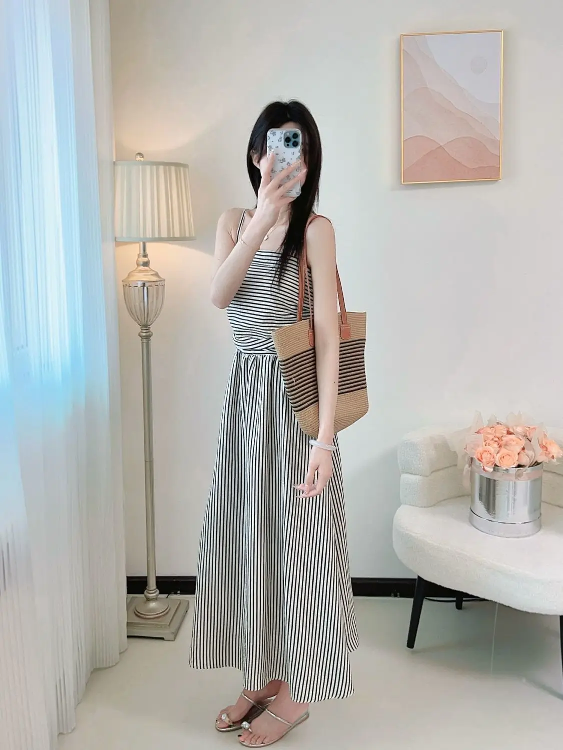 Kleider für Damen, kurzärmelig, Chiffon, plissiert, französischer Stil, Schärpen, durchsichtig, ausgestellter quadratischer Ausschnitt, künstlerisches Temperament, moderner Chic