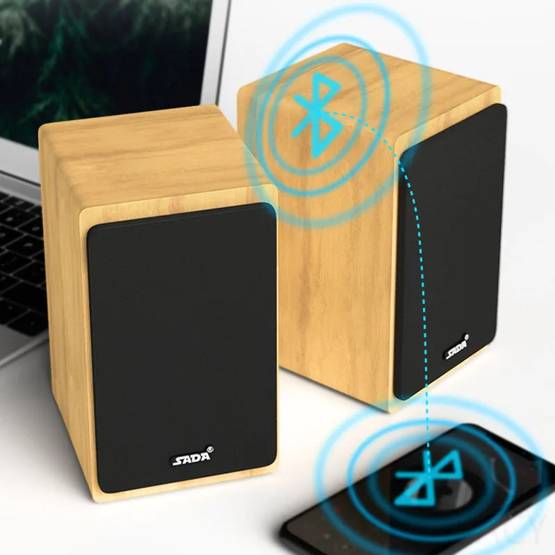 Desktop Computer Subwoofer HIFI Shock Super Large Heavy Bass Bluetooth Speaker Wooden Audio Volume Computer Game Stereo SoundBox
