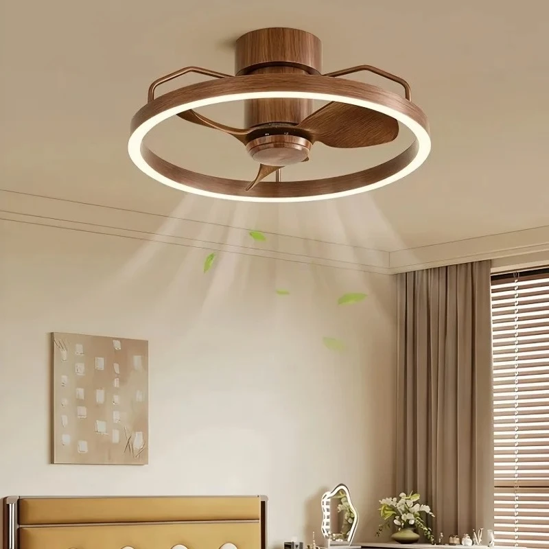 Wooden style bedroom ceiling fan light warm and luxurious feeling  protection integrated master bedroom lighting fixture