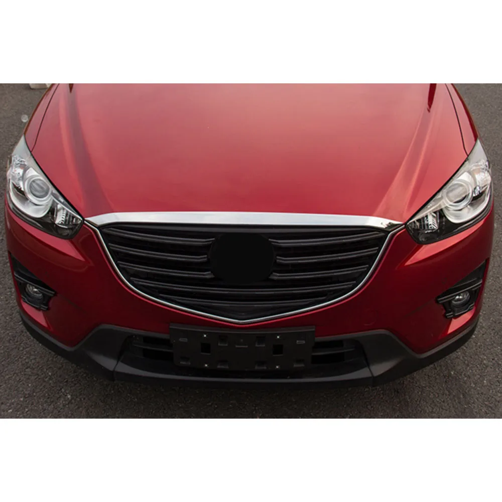 Car ABS Chrome Panel Front Engine Machine Racing Grill Grille Hood Stick Trim Lamp For Mazda CX-5 CX5 2012 2013 2014 2015 2016