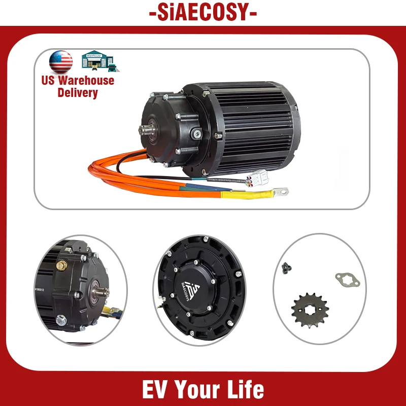 

QS Motor 138 90H 72V-96 4000W Electric Motorcycle Mid Drive Gear box Motor US Warehouse Delivery