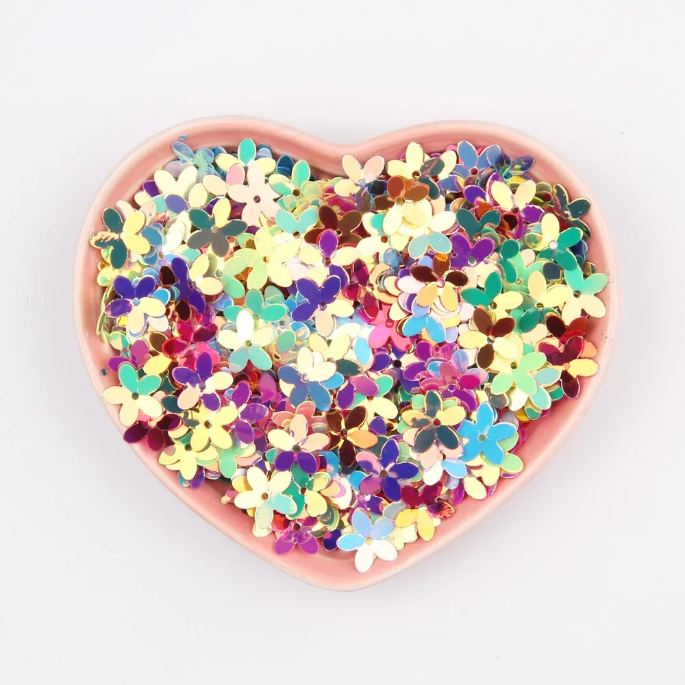 Matte White Transparent Crystal Flower Sequins, 10mm