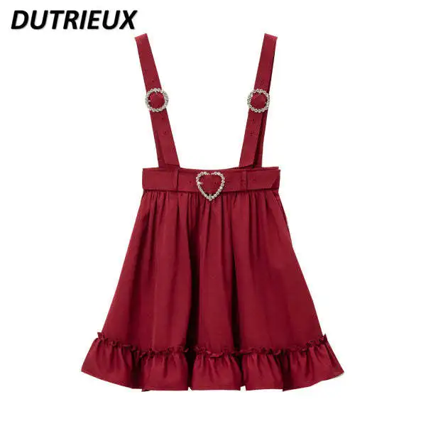 Fashion Rojita Loose Short Suspender Skirt Women Solid Color Japanese Style Single Summer New Mini Skirt Lolita Casual Skirts