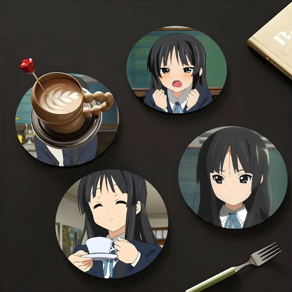 1pc Mio Akiyama Anime Characters Wooden Coaster Colour Printing Cup Mat Home Desk Decoration Gifts