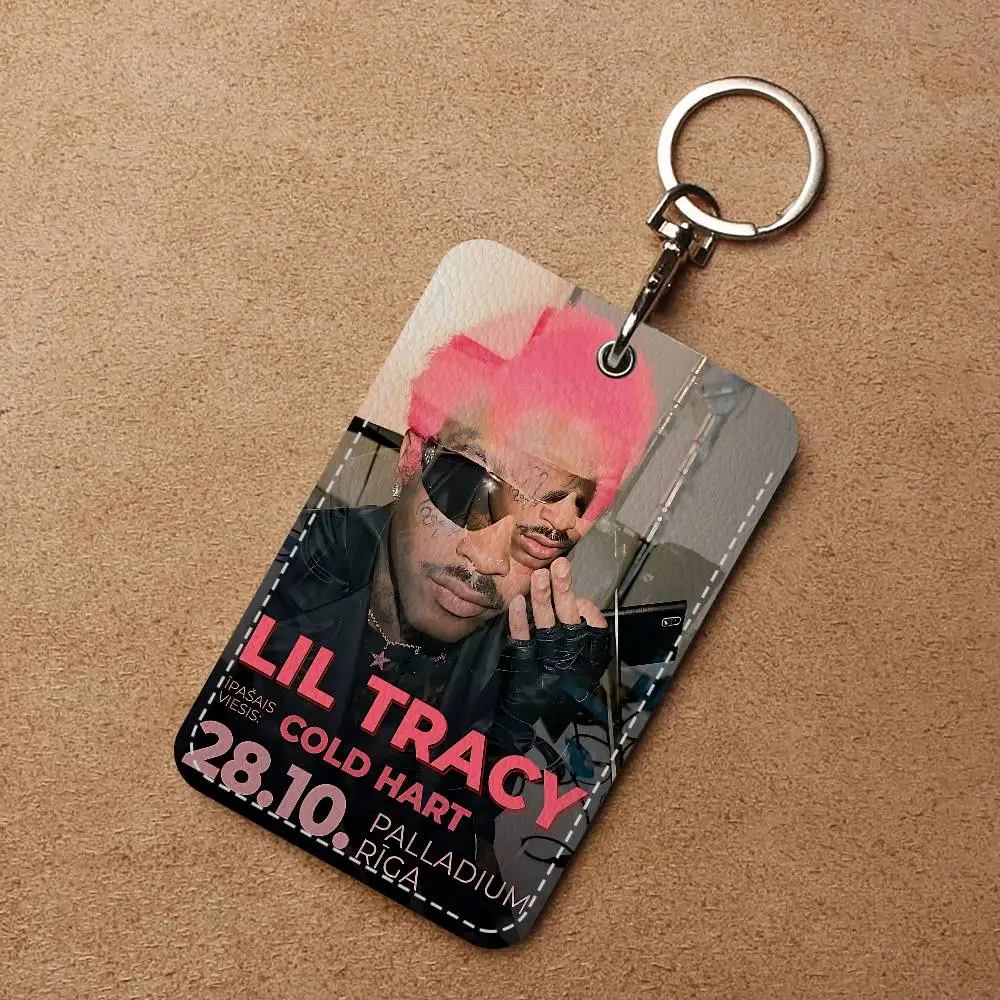 Popular Singer L-lil T-tracy PU Soft Leather Rectangular Key Card Holder Induction Elevator Protection Cover Youth Faion Accory