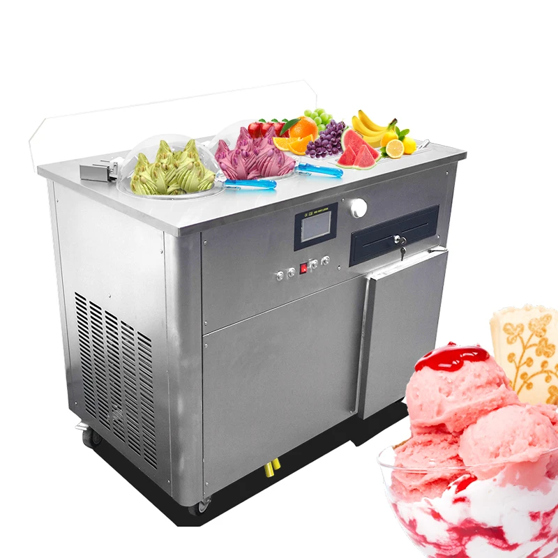 Ice Cream Frozen Hard Ice Cream Cabinet Fresh Gelato Display Combined Gelato Machine