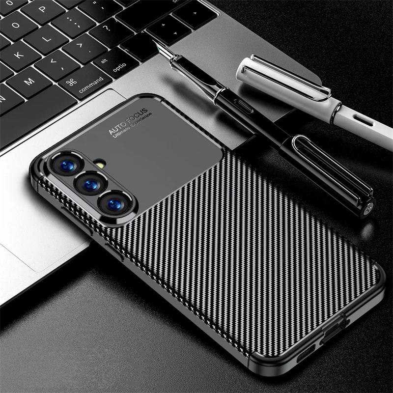 For Samsung Galaxy S23 FE Case Samsung Galaxy S23 FE Cover Funda Soft Luxury Business Carbon Fiber Bumper For Samsung S23 FE