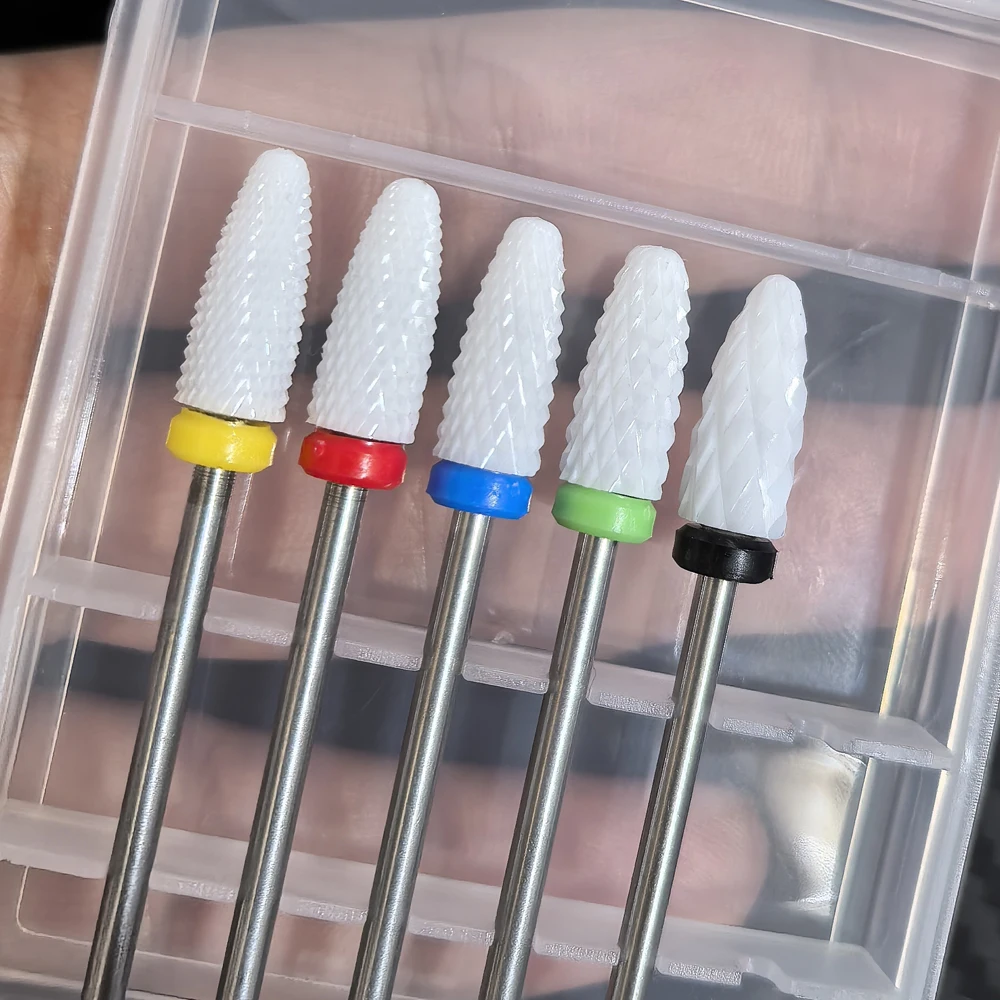 5 قطع لقم مثقاب أظافر سيراميك، مجموعة لقم مثقاب أظافر 3/4 لأظافر جل الأكريليك
